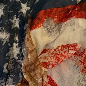 Red White Blue Tan Abstract Patriotic Americana Scarf